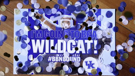 I'm going to be a Wildcat #BBNBound sign with confetti