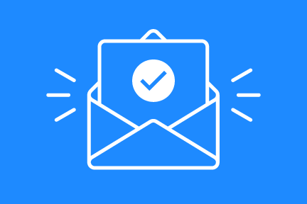 White and blue mail icon 