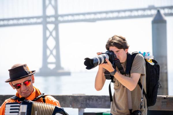 University of Kentucky student Jack Weaver photographs Brian Belknap during the 62nd annual Hearst Journalism Awards Program Championship, organized by the William Randolph Hearst Foundation held in San Francisco from May 20-25, 2022.