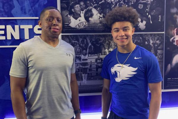 UK alumnus and former football player Harold Dennis with his son Trey, a UK junior and current football player. Photo provided.