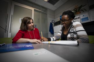 Student being advised by counselor