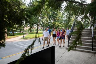 Students on campus tour