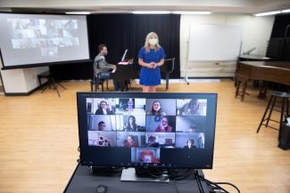 Student performing on Zoom