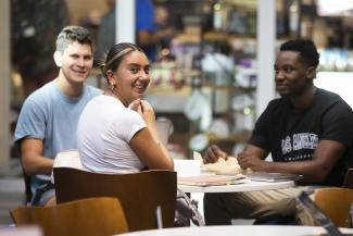 Students at table studying