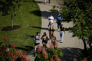 Students walking on campus