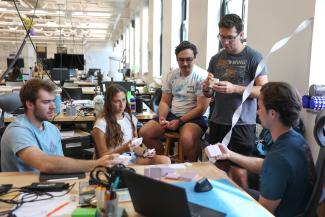 design students working on a project