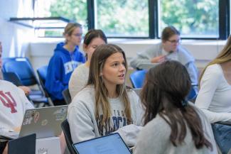 students having a class discussion
