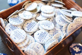 Basket of Family Weekend pins