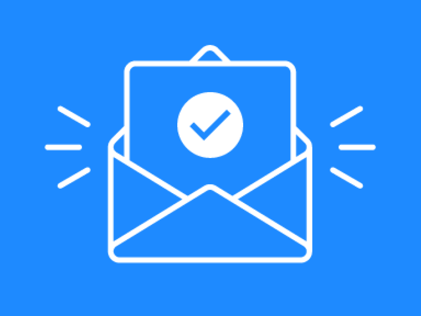 White and blue mail icon