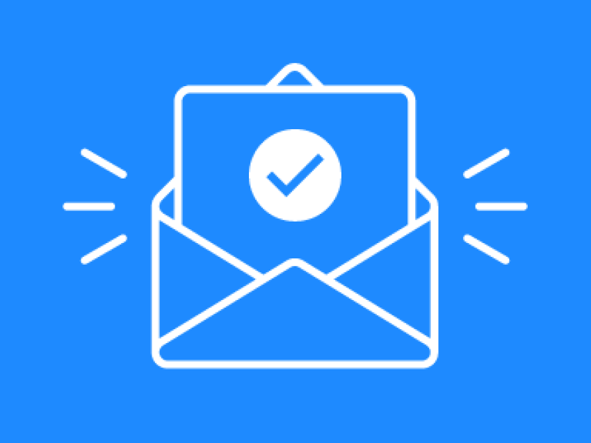 White and blue mail icon 