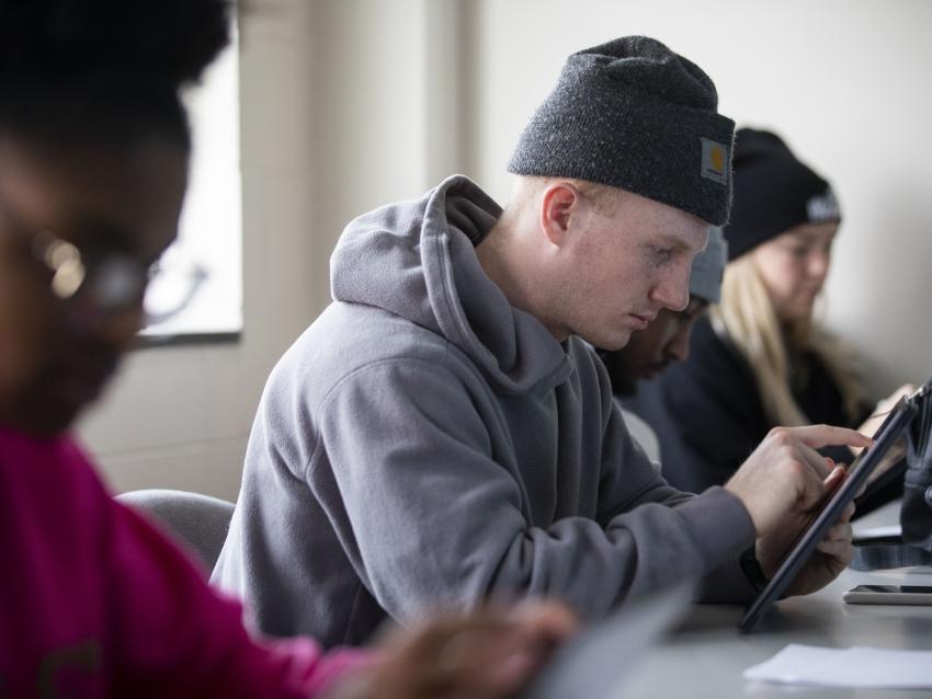 Students using their iPads