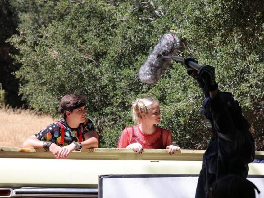 students working on movie set