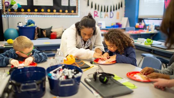 Education student teaching elementary school students