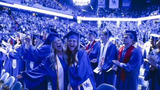 Students celebrating at commencement