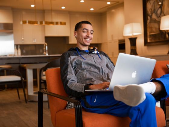 Student working on laptop