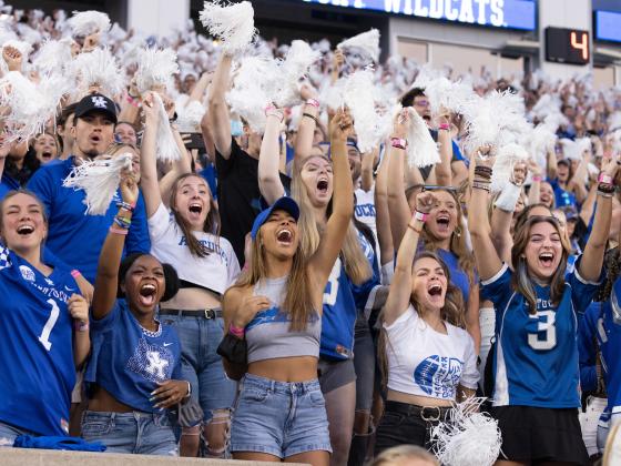 Students cheering at UK Football game